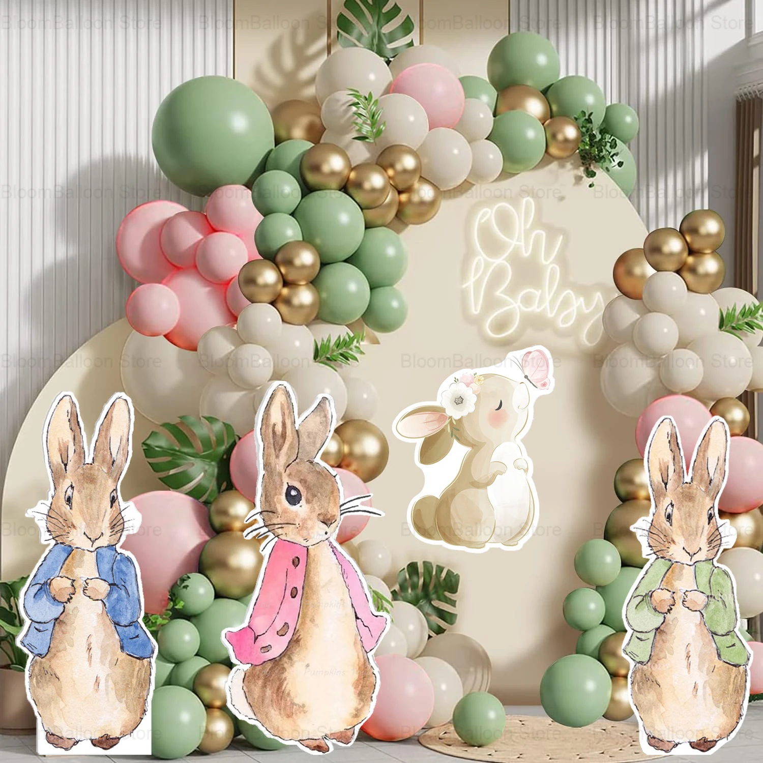 12/18/24/36inch Rabbit KT Board Pink Blue Green Rabbit Cutout for Jungle Safari Theme Birthday Party Baby Shower Decoration