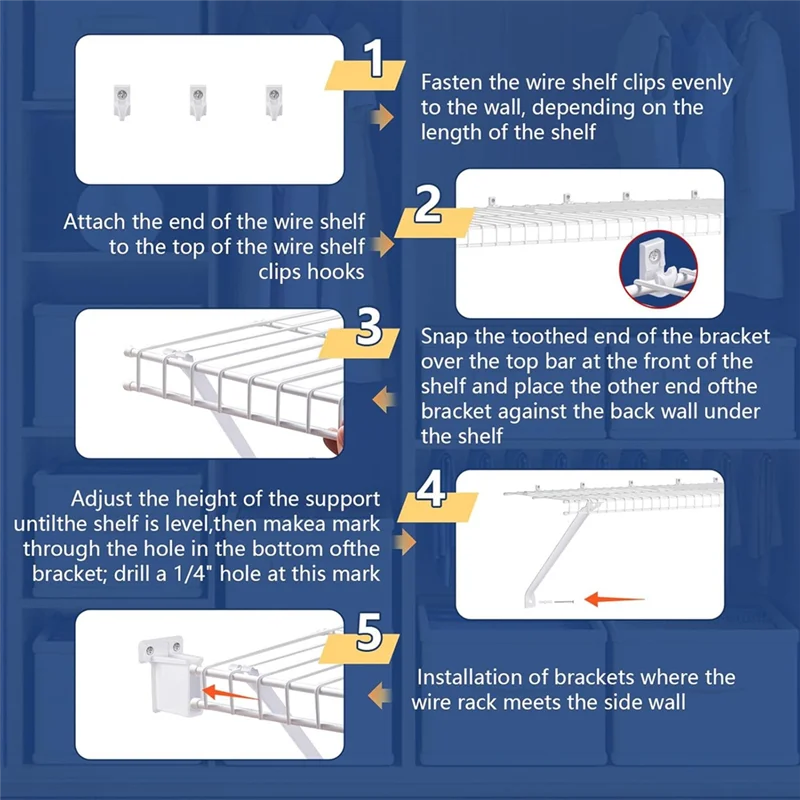 AT02-Wire Shelf Brackets Set Wire Shelving Support Brackets For Wardrobe And Wall Bracket