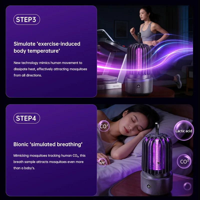 Neue elektrische Mückenvernichtungslampe mit UV-Licht und Stromschlagfunktion, 2-in-1-Mückenkiller, USB-wiederaufladbar für Zuhause und Camping – Detail 7