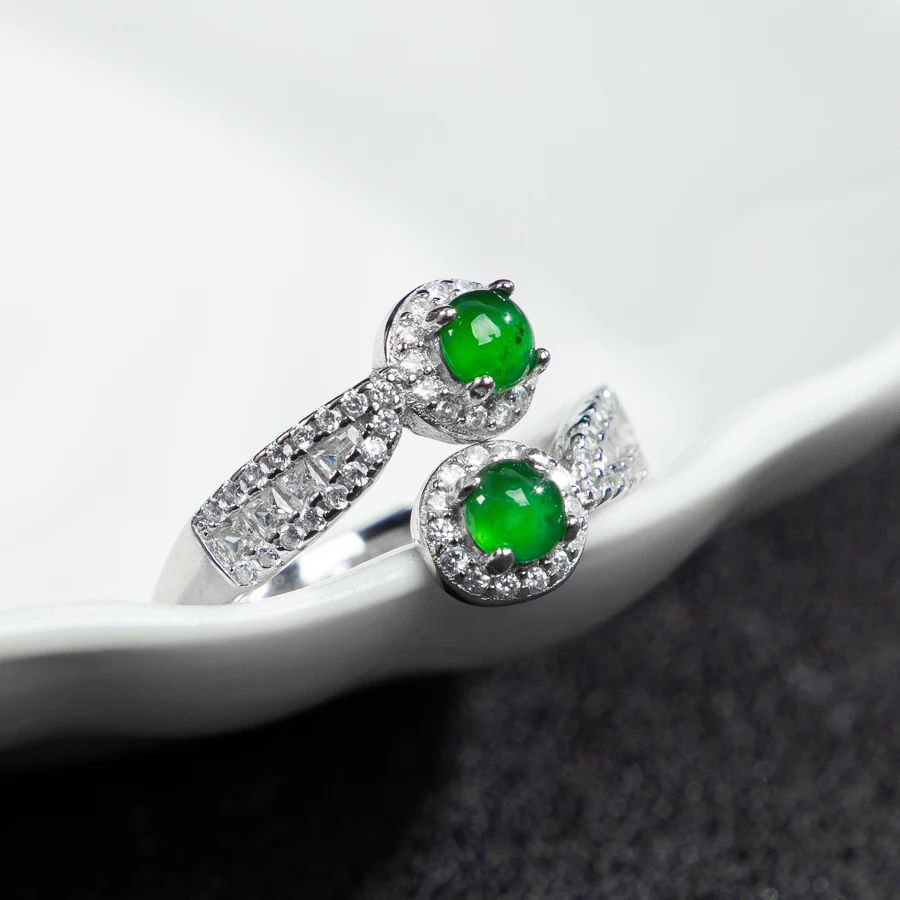 

TIMESWIND оригинальное нефритовое зеленое двойное круглое кольцо типа A S925, женское открытое кольцо с полным цирконом, модные украшения с сертификатом