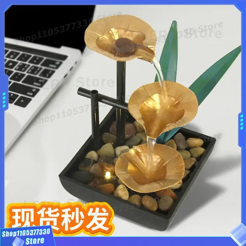Wrought Iron Tabletop Fountain Home Office Decor Feng Shui Water Feature Ornament for Living Room TV Shopping Cross Border
