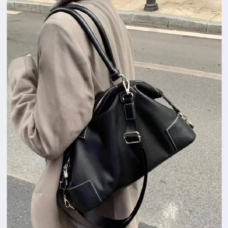 Dziewczęcy Crossbody duże torba z rączkami kobiet o dużej pojemności Grunge Y2k estetyczna torba na ramię Vintage prosta moda torebki wszystkie