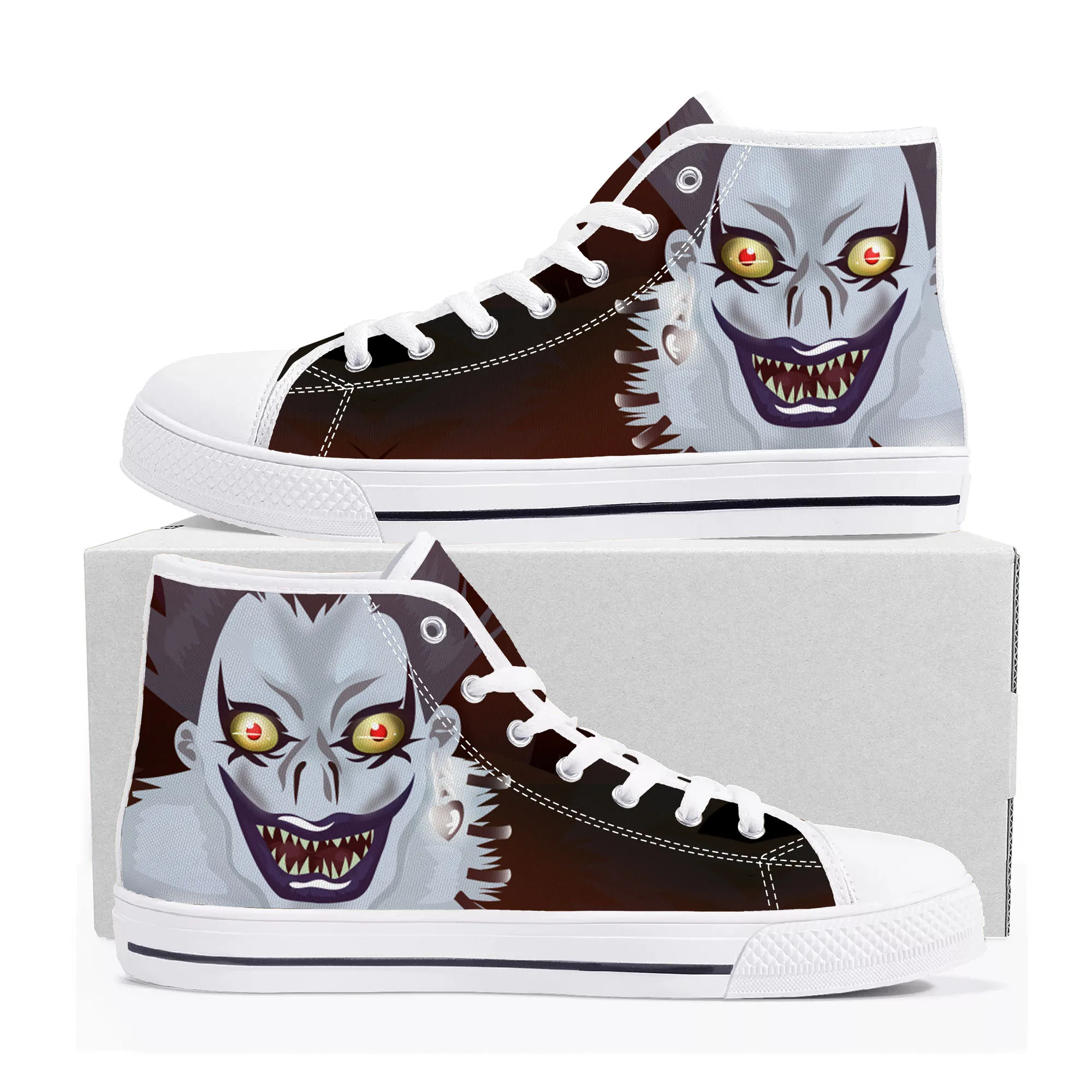 Demon Ryuk Horror Halloween Death Note High Top Sneakers uomo donna adolescente Canvas Sneaker Casual coppia scarpe scarpe personalizzate