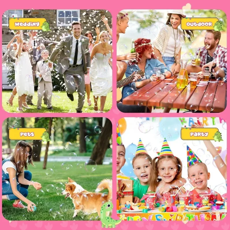 8 Hole Dinosaur Bubble Handheld Bubble Machine Fully Automatic Electric Bubble Gun with Light Soap Blower Outdoor Wedding Party