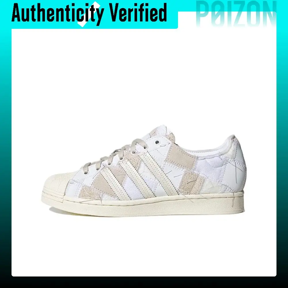 Adidas Originals Superstar Collection Skateboard Shoes Unisex Low Top White/Dark Beige HP8713