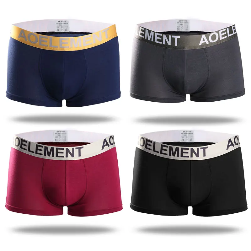 1 unidad de calzoncillos tipo bóxer transpirables de tiro medio de Modal para hombre Aoelement, paquete de 4