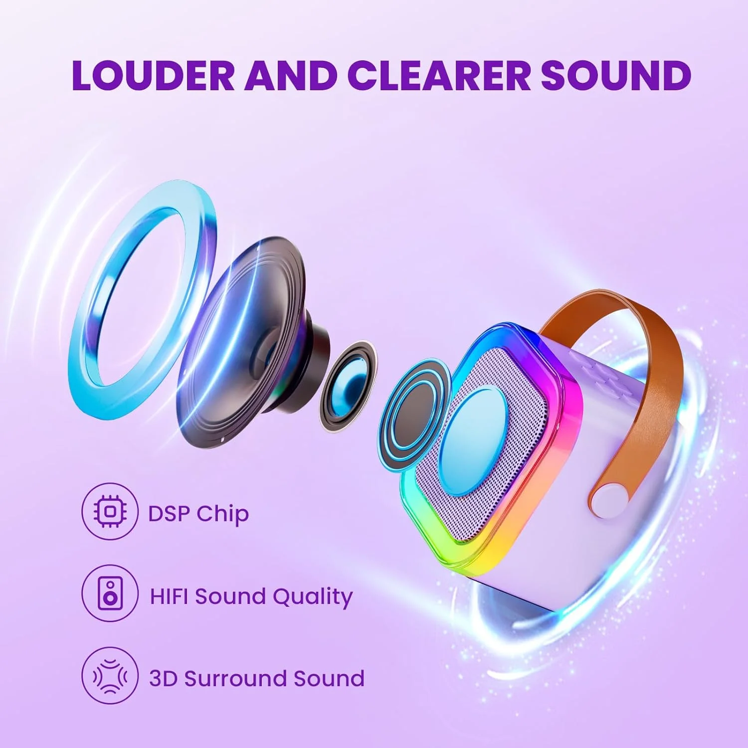 Portable Mini K12 Kids Karoke Speaker With Two Mic RGB Color Light Home Singing Karaoke Family Wireless Outdoor