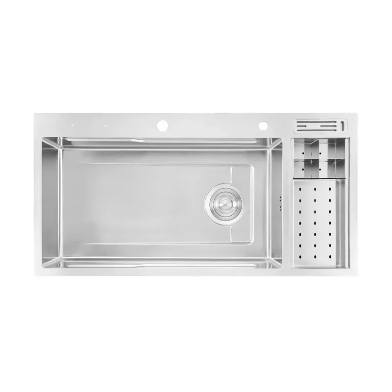 Handmade 304 Stainless Steel Kitchen Sink Single Double Bowl Rectangular Design Four Hole Base Faucet Compatible