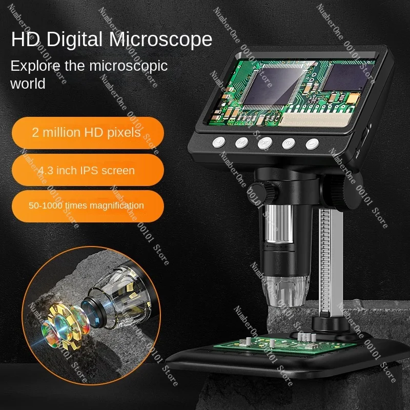 Digital microscope optical microscope 4.3 inch high definition screen 1000 times 200w pixel high definition