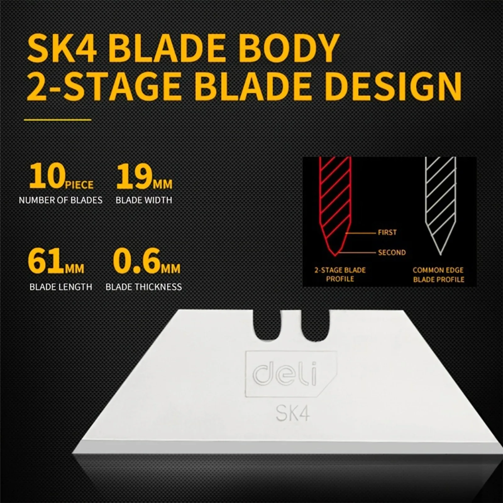 10pcs Utility Knife Blades SK4 Steel Box Cutter Blades with Plastic Case Standard Blades for Utility Knife Replacement