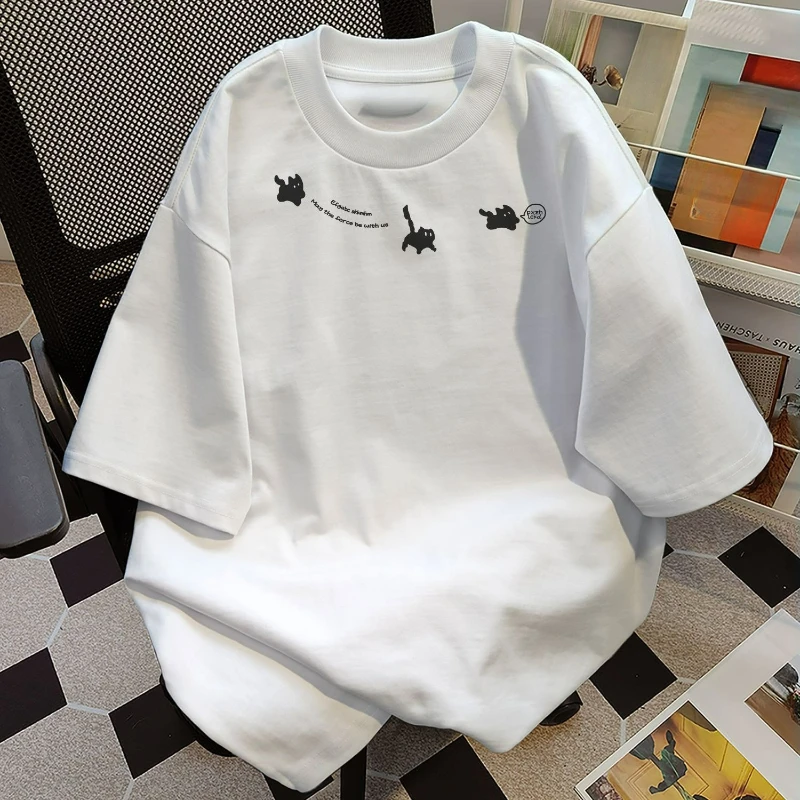

Pure Cotton Niche Design Heavy Short-sleeved T-shirt Men's American Retro Summer New Loose Casual Top Temperament Skin-friendly