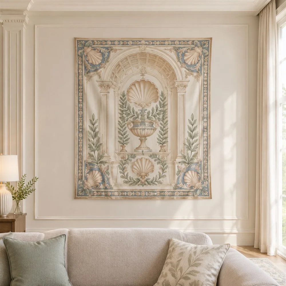 VIKAMA Column and Arch Corner Motif Tapestry Wall Hanging, Neoclassical Wall Decor Tapestries for Bedroom Nursery Kids Room