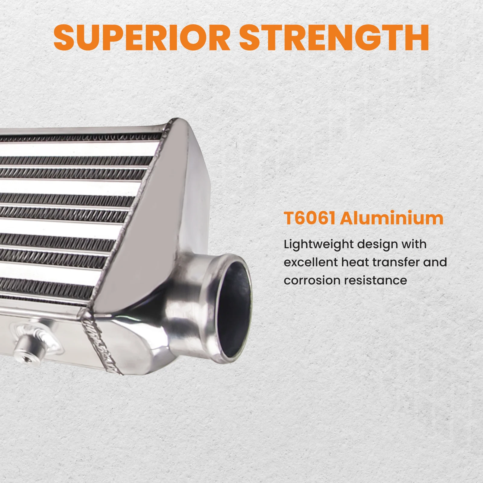 Universeller Turbo-Ladeluftkühler Frontmontage 690x 175x 64mm 2,5 Zoll – Detail 2