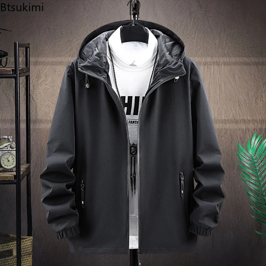 Men's Hooded Slim Fit Jacket Korean Version Men Spring Autumn Travel Jacket Male Trendy Outdoor Outerwear Fashion Men Clothing