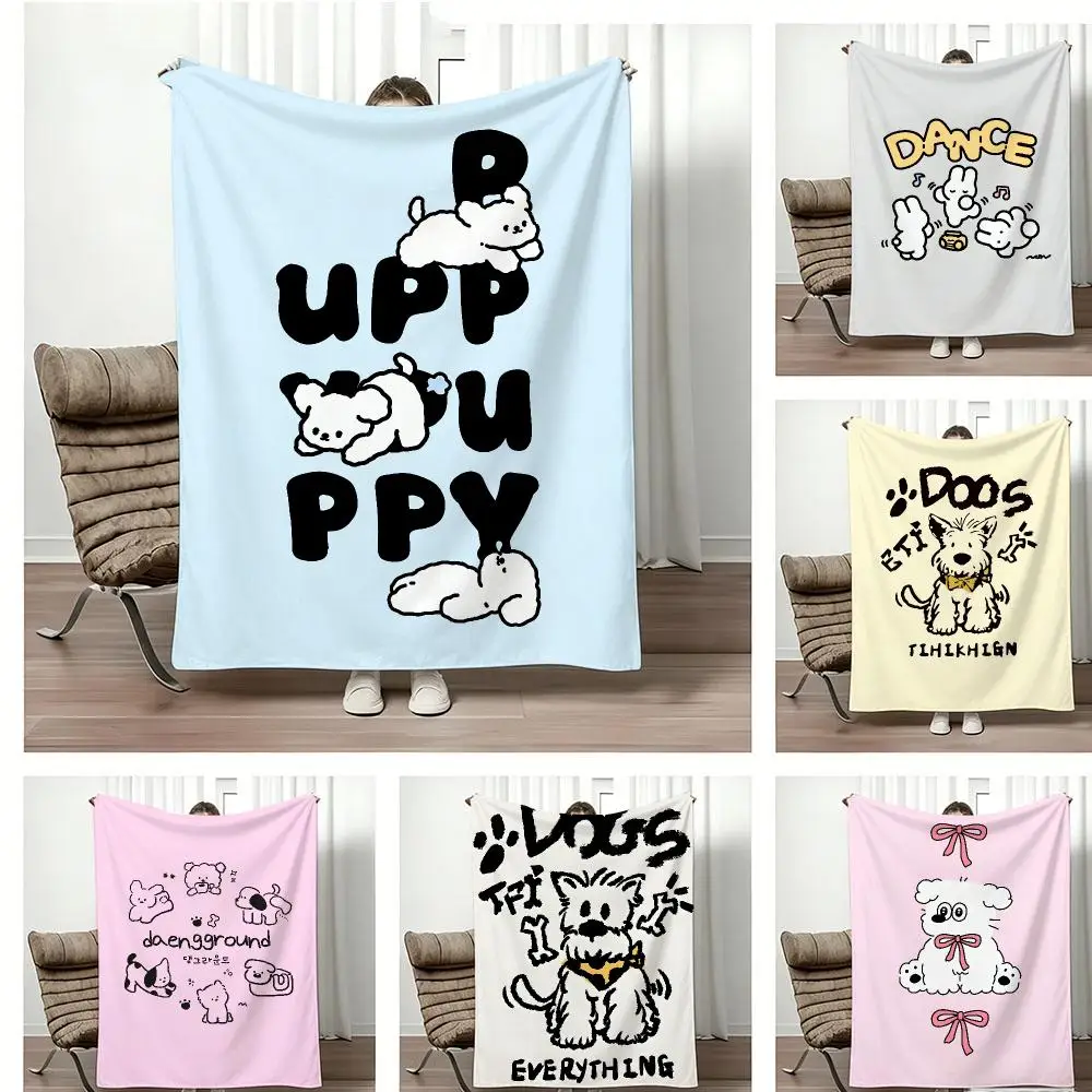 chubby L-Line Drawing Throw Lightweight 240g Flannel Blanket Soft Skin-friendly for Summer Cooling