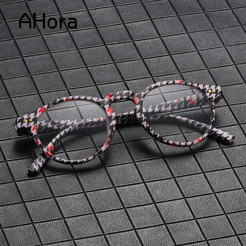 Ahora Grid Frame Reading Glasses Fashion Women&Men Prebyopia Eyeglasses +1.0+1.5+2.0+2.5+3.0+3.5 Farsighted Hyperopia Eyewear