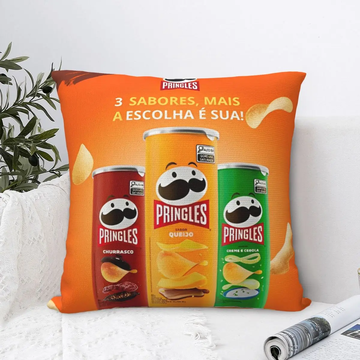 Pringles Chips Pillowcase Polyester Cushion Cover Decor Potato Snack Throw Pillow Case Cover Home Square 45X45cm