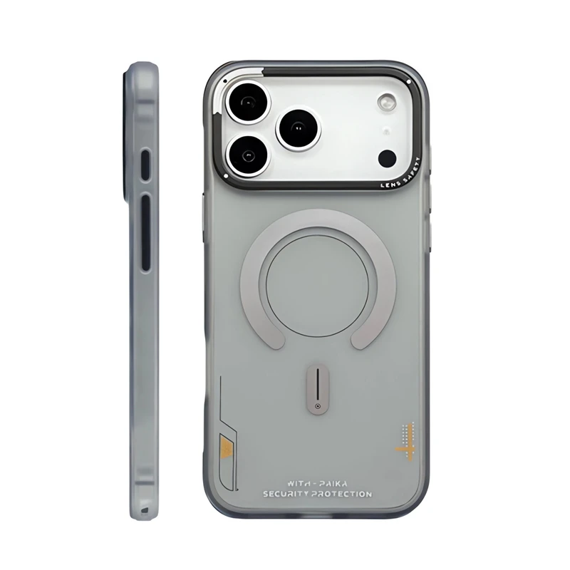 حافظة هاتف مغناطيسية غير لامعة لهاتف آيفون 17 برو ماكس لهاتف Magsafe شحن لاسلكي متجمد غطاء أزرار إطار عدسة معدنية