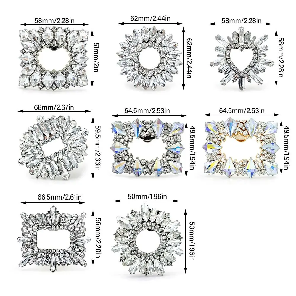 Clamp Wedding Bride Shoe Decorations Clip High Heel Glass Crystal Shiny Clips Removable Rhinestone Flower Charm Buckle Women