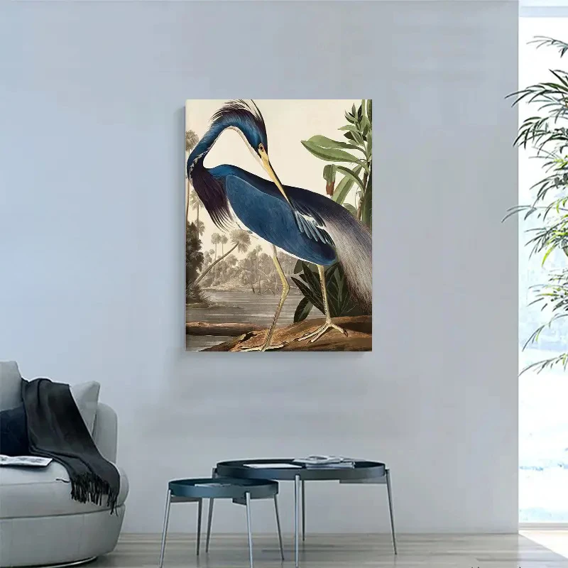 Blue Heron Poster and Prints Bird Art Canvas Painting Wall Art Picture for Living Room Home Decor No Frame