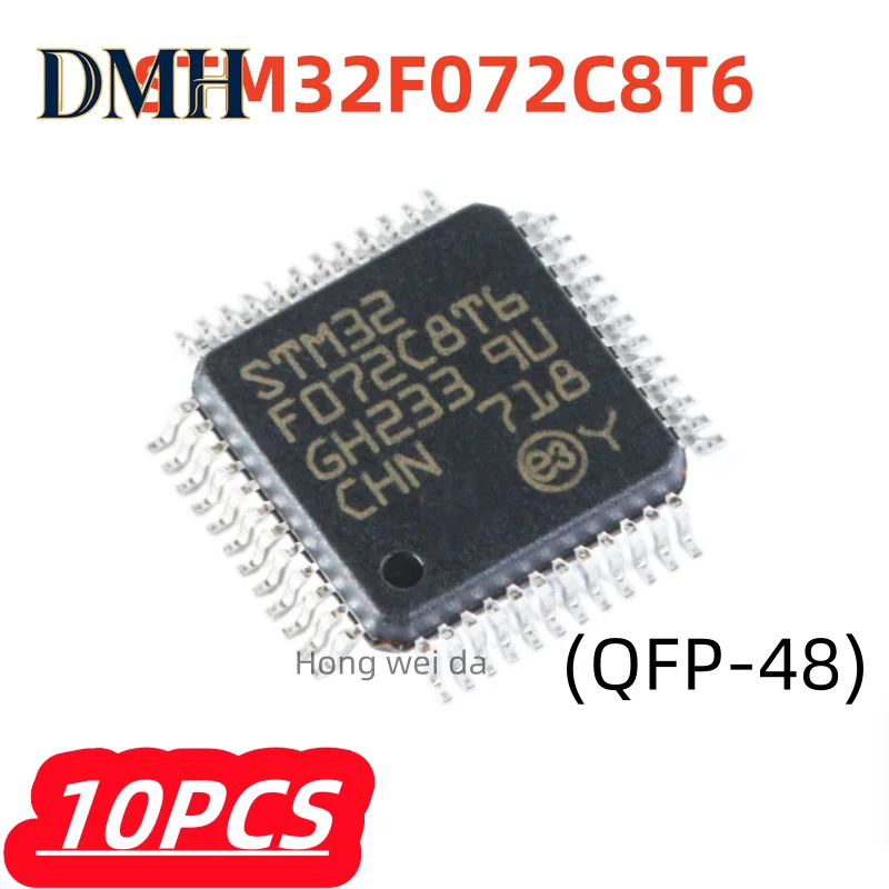 10Pcs/lot 100% New STM32F072C8T6 STM32 F072C8T6 LQFP-48 QFP-48 ARM Cortex-M0 32-bit IC Microcontroller