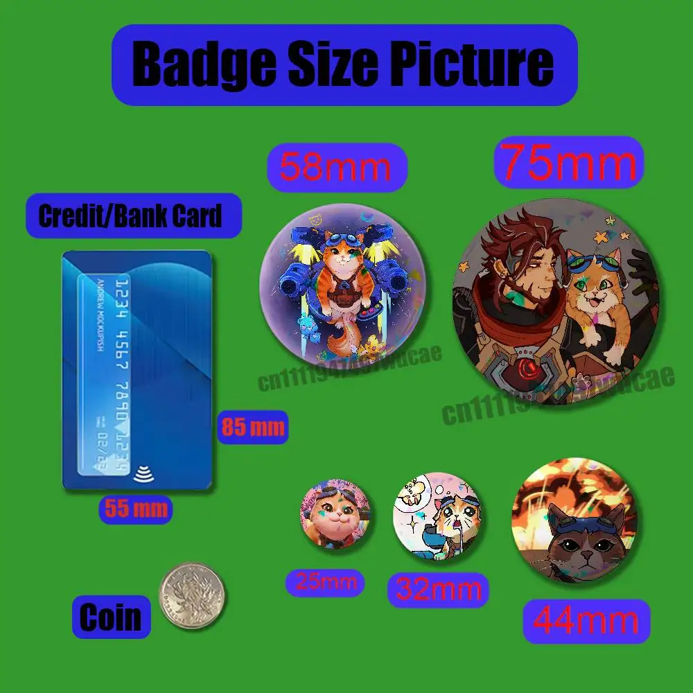 For Jetpack Cat Overwatch Badge Cover Emblem Custom Pin Insignia Decoration 32mm 25mm Button Laser Film