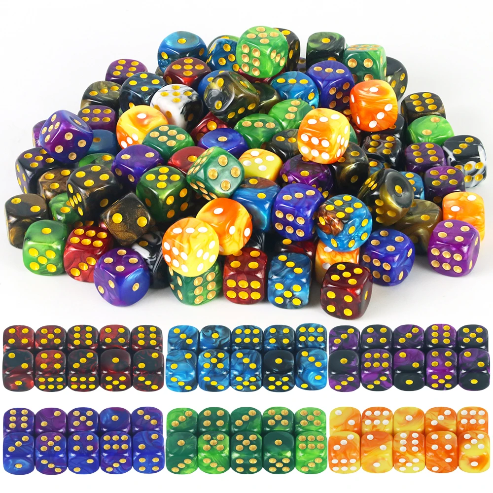 Zweifarbige Würfel, 12 mm, abgerundete Eckenwürfel, 10 Stück Würfel mit Standardpunkten für Party-Brettspiel, DND TRPG