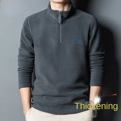New Men Fleece Sweatshirt Half Zipper Casual Comfortable Pullover Top Double-sided Polar Fleece Thick Outdoor Loose Sweatshirt
