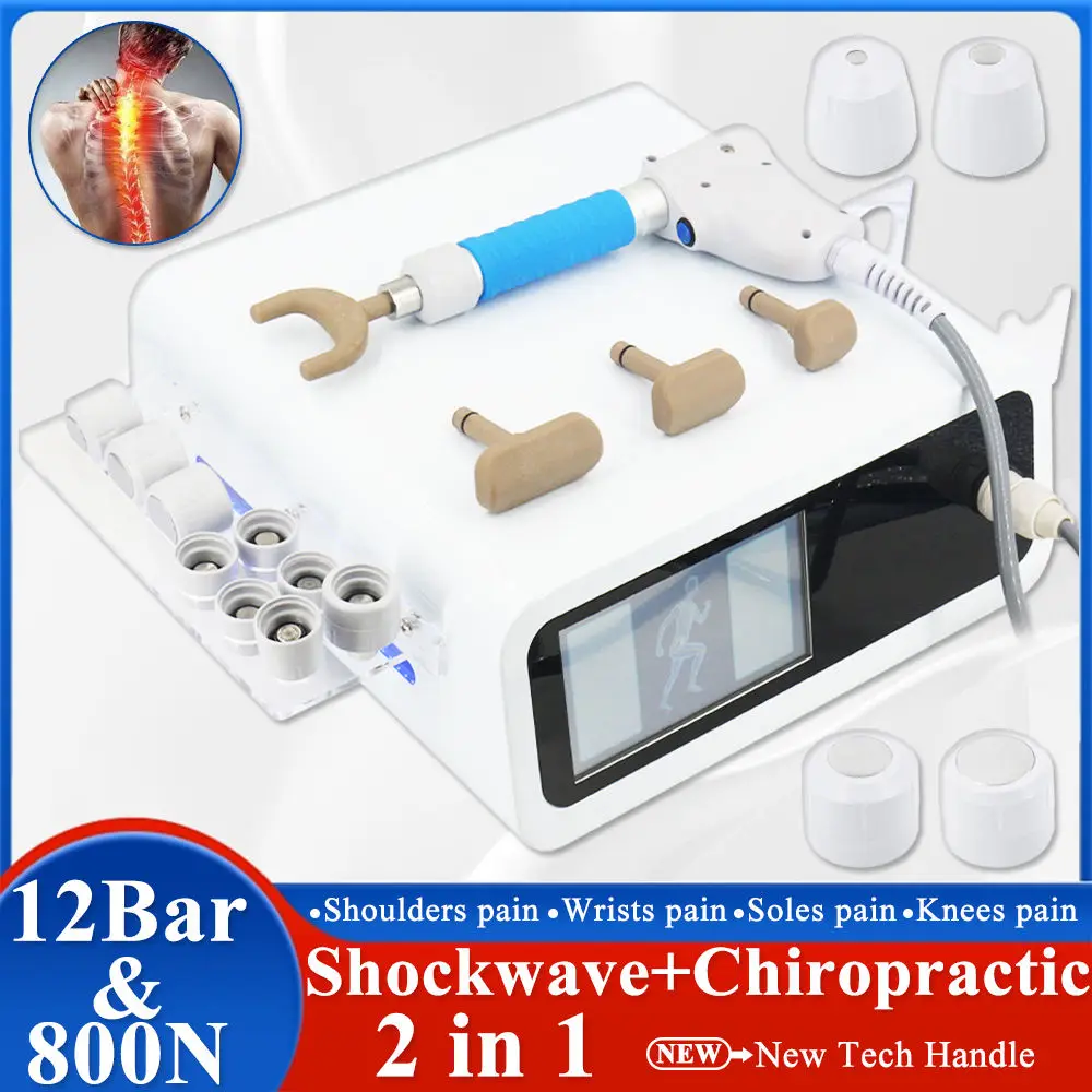 

12 Bar Pneumatic Shockwave Therapy Machine for ED Treatment Pain Relief Shock Wave Muscle Relaxation 2 in 1 Chiropractic Tools
