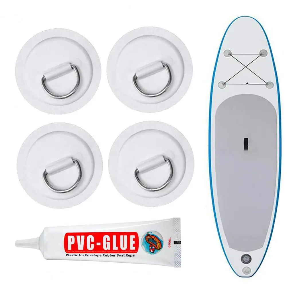 4 Stück Schlauchboot D-Ring Patch Kajak sup kreisförmige D-Ring Pad Edelstahl D-Ring Schnalle PVC Patch Paddle board D-Ringe