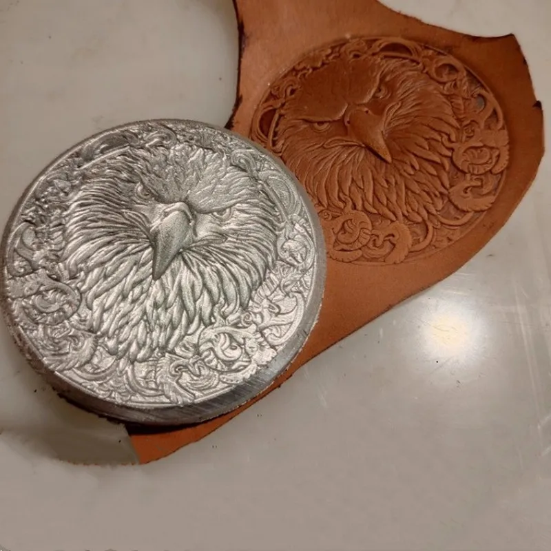 78mm Round Leather Stamp for Coasters, Cyberpunk Animal Skull Arabesque Design, Aluminum Alloy Press Tool for Veg Tan Leather