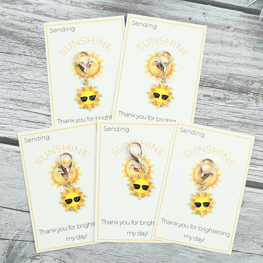 Picture 6: 5pcs/10pcs Adorable Emotional Support Keychain Items, Complete with Motivational Sunshine Greeting Cards for You
