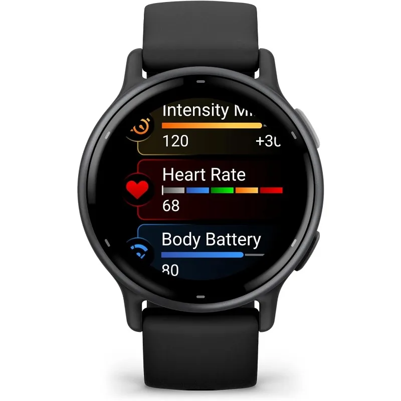 Health and Fitness GPS Smartwatch, AMOLED Display, Up to 11 Days of Battery, Black