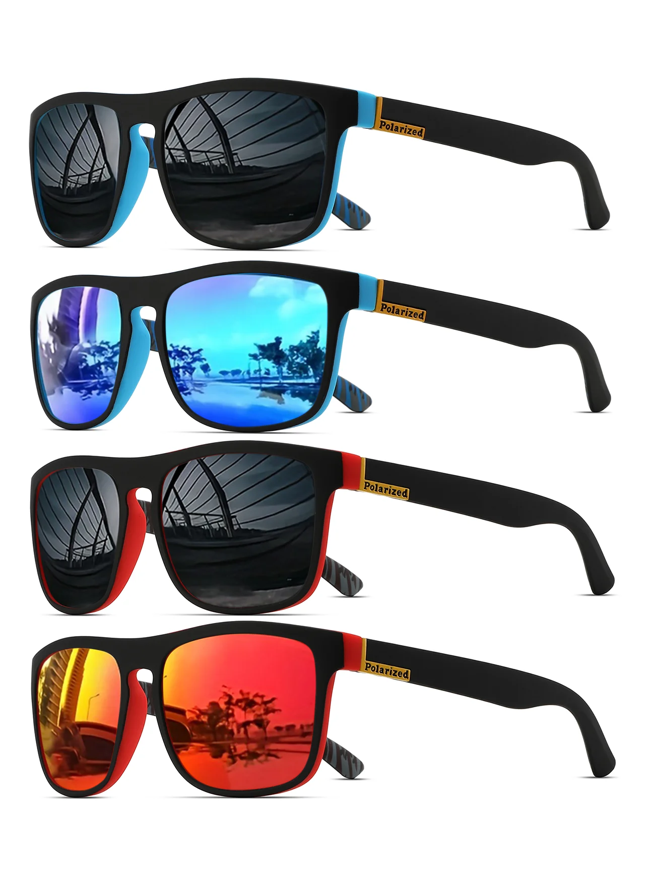 AliExpress VEGUEROS 2PCSClassic Square Polarized Sports Sunglasses Lightweight PC Frame UV400 for Driving Fishing Cycling Unisex Everyday Durability