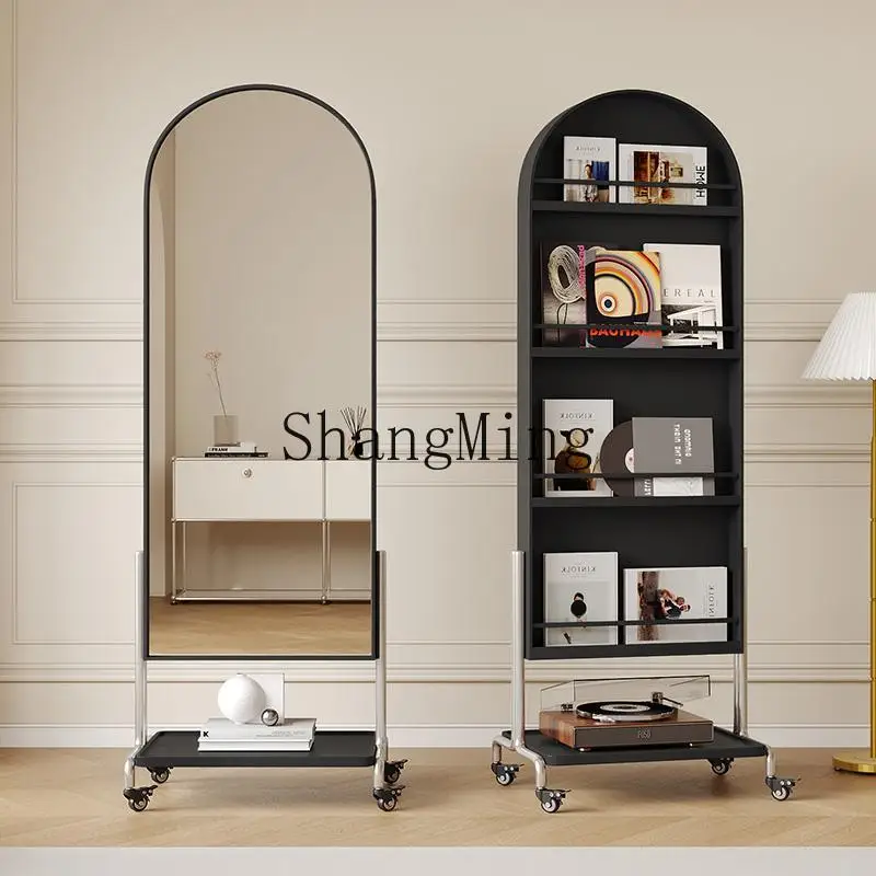 

LXY mobile floor-to-ceiling full-length mirror medieval Internet celebrity storage magazine storage bookshelf