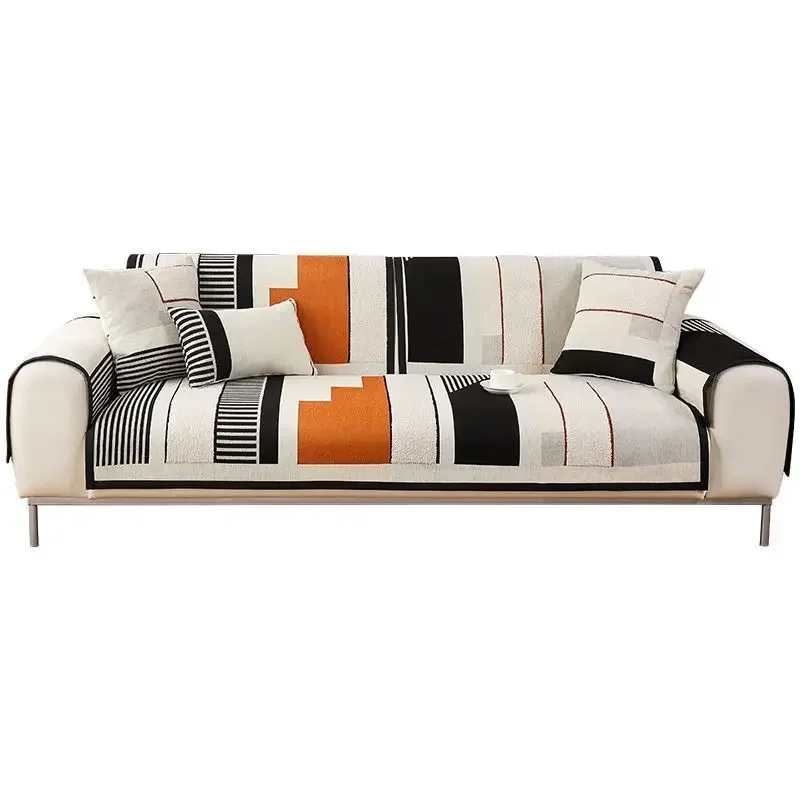 Modern Solid Color Winter Lamb Wool Sofa Towel Thicken Plush Soft and Smooth Sofa Covers for Living Room Anti-slip Couch Cover