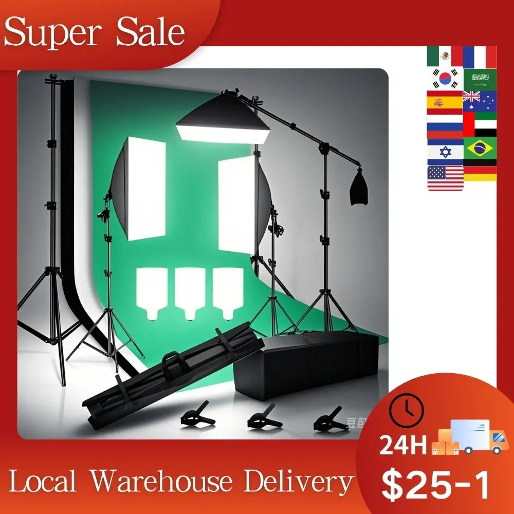 

Photography Lighting Kit Umbrella Photo Background Muslin Backdrops Softbox Light Stand Portable Bag Soft BoxFor Photo Studio