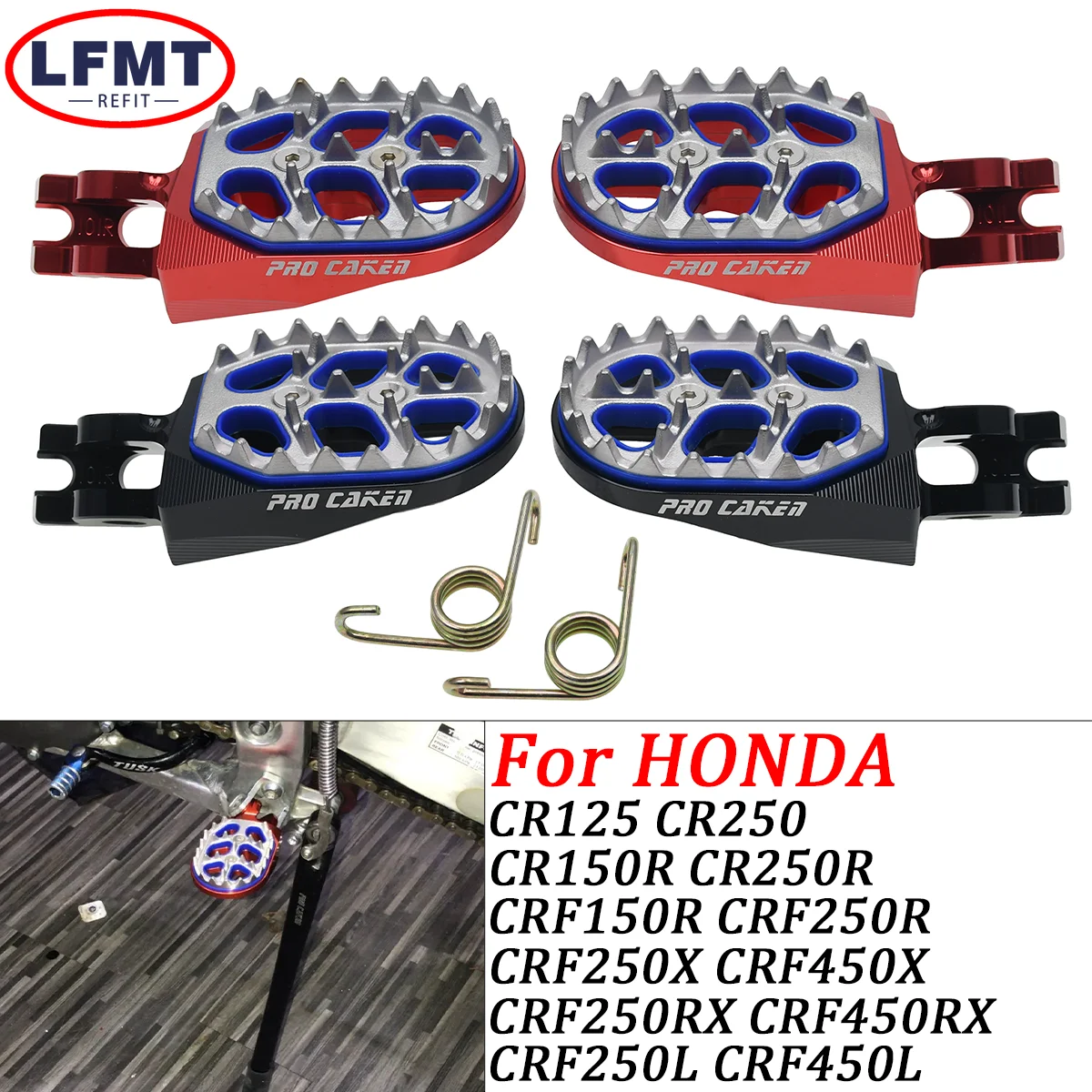 

For HONDA CR125 250 CR150R 250R CRF150R 250R 450R 250X 450X 250L 450L 2004-2021 Motorcycle Accessories FootRest Footpegs