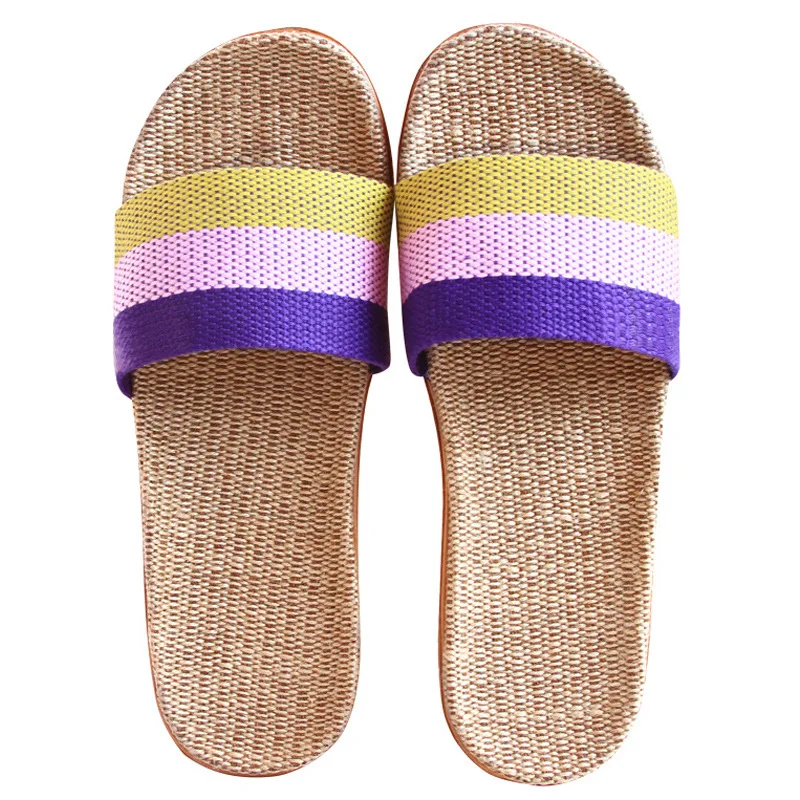 2023 Slippers men and women wooden floor cotton linen slippers home non-slip thick bottom summer cool couple indoor