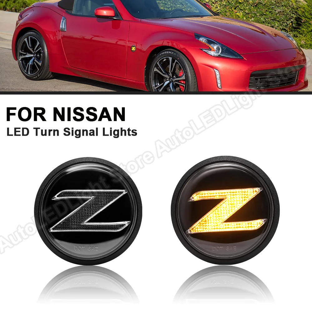 

LED Indicator Lamps For Nissan 370Z Coupe NISMO Z34 2009-2020 2PCS No Error Amber Turn Signal Blinker Lights Side Marker Light