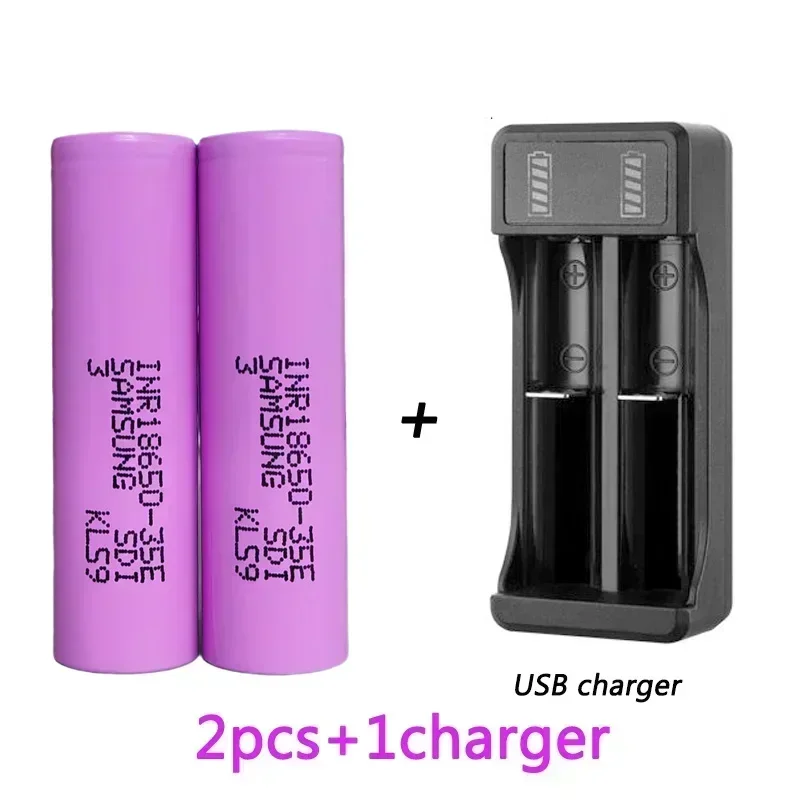 New18650 Battery 2600maAh3.7V 18650 Lithium-ion Battery 3.7V INR18650-35E Flashlight Rechargeable Battery with Charger