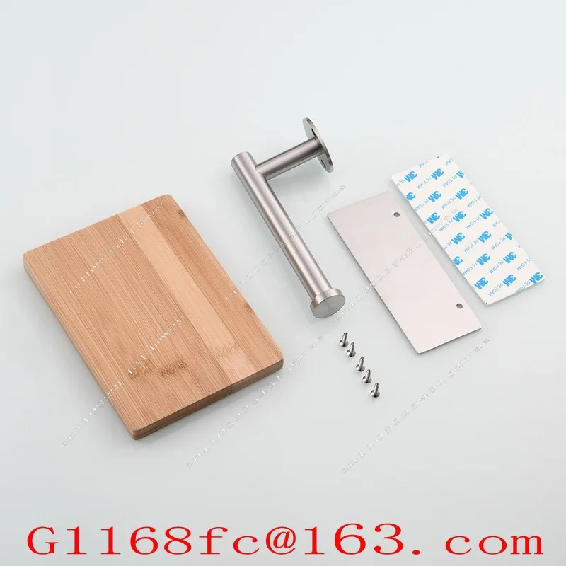 Stainless Steel Non-punching Roll Paper Holder, Bathroom, Mobile Phone, Solid Wood Storage, Wall Hanging Paper Towel Holder