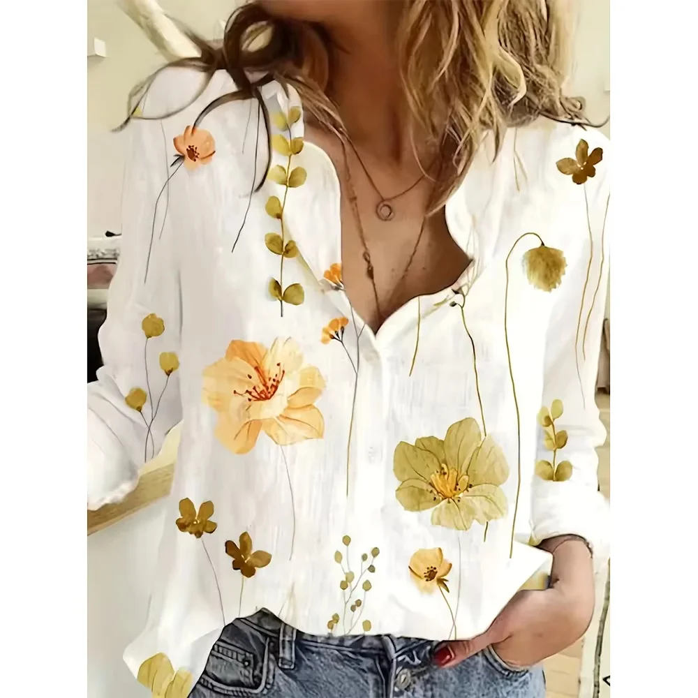 

2025 New Fashion Women Shirt Casual Loose Long Sleeve Shirt Woman Elegant Printed Temperament Tops Women's Clothing For Daily