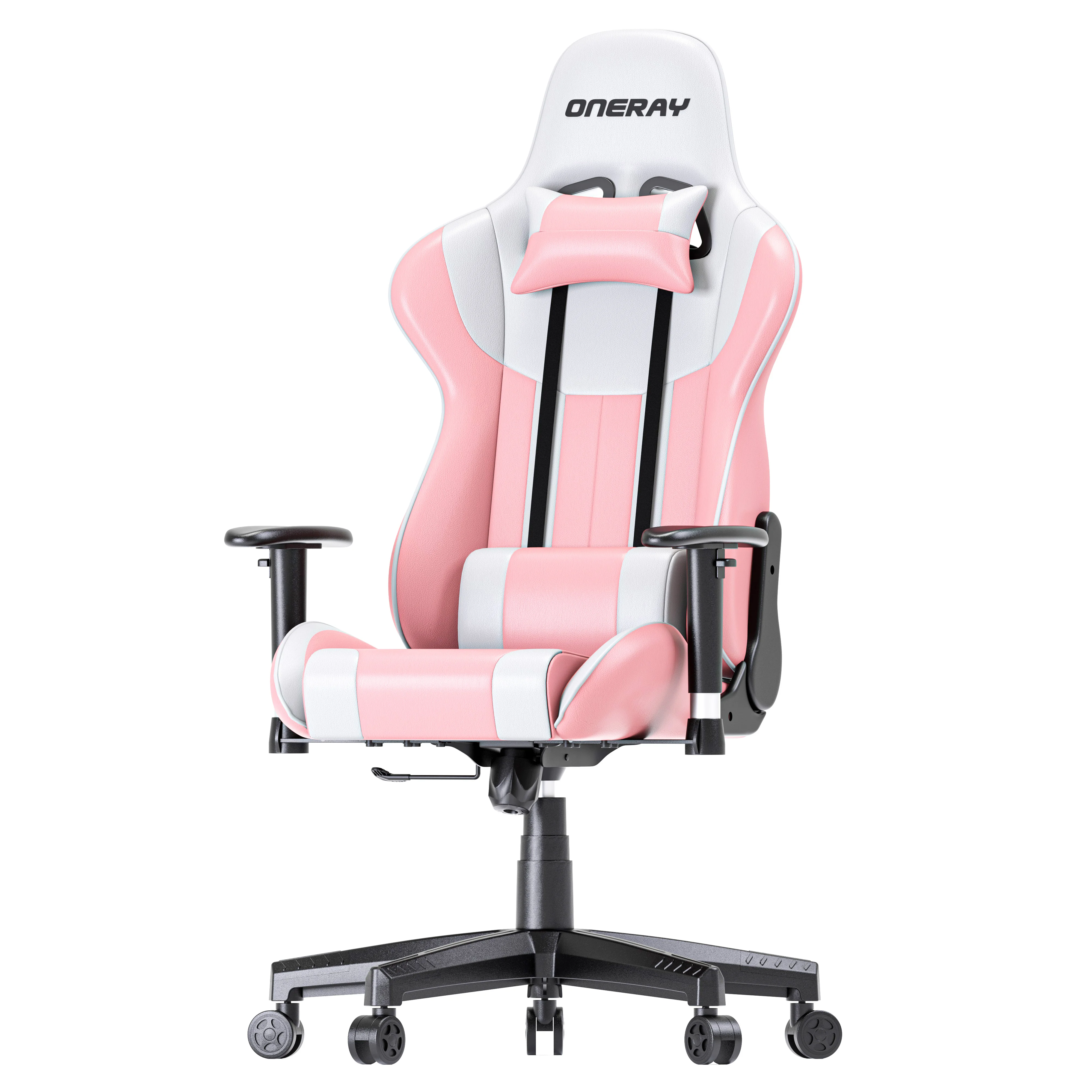 ONERAY PU/PVC Leather Wholesaler Gaming Chair OEM Manufacturer Latest Design Black Pink Gamer Chair Stainless Steel 1piece D0939