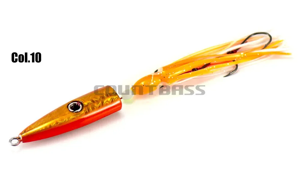 Countbass 120g 4.3oz  Saltwater Bullet Bottom Ship Inchiku Jigs with Octopus Assist Hook,  Snapper Fishing Lure Squid Jigging