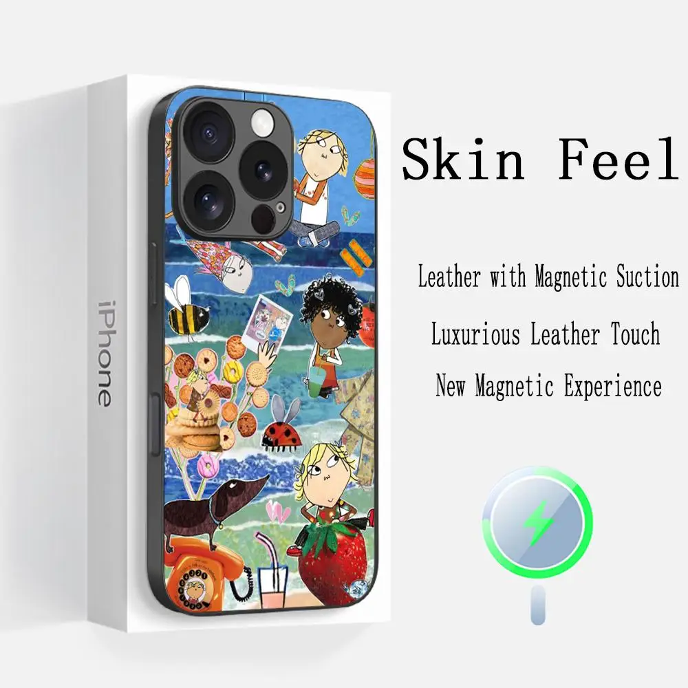 

Charlie lola classic cartoon design ins Phone Case For iPhone 16 15 14 13 12 11 Plus Pro Max High-end Luxury Magsafe Sheepskin