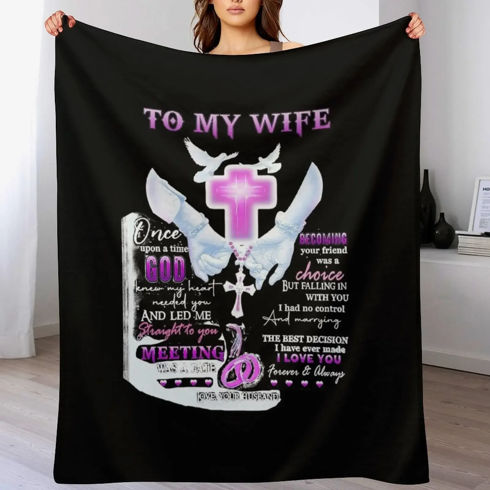 

To my wife Once upon a time god knew my heart needed you and led me Throw Blanket Heavy Picnic Soft Big Blankets