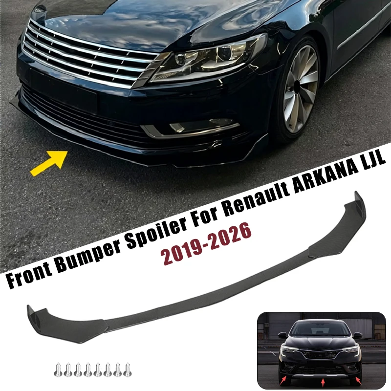 Sport Front Bumper Splitter Spoiler Lip For Renault ARKANA LJL 2019-2026 5Pcs Adjustable Sectional Car Exterior Tuning Body Kit