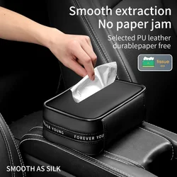 New Leather Car Tissue Box Hanging Portable Armrest Seat Back Sun Visor Holder Auto Interior Storage Bag Decoration Accessories