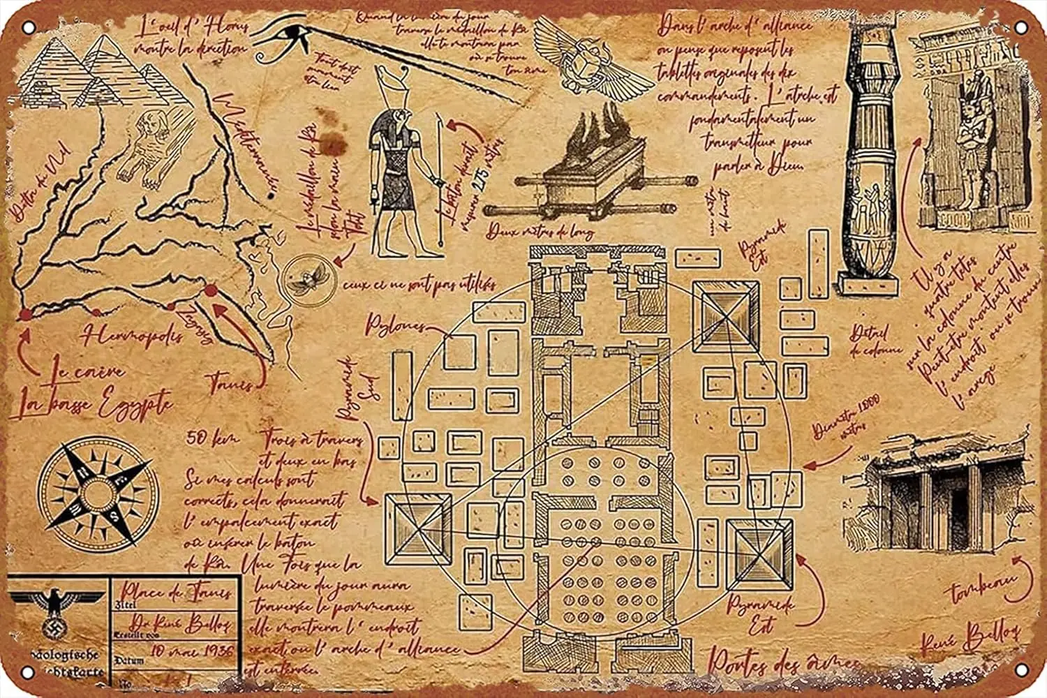 Póster de película INDIANA JONES AND THE RAIDERS OF THE LOST ARK (MAPEL BELLOQS), letrero de metal Retro, letrero de estaño Retro adecuado para cafetería, bar,